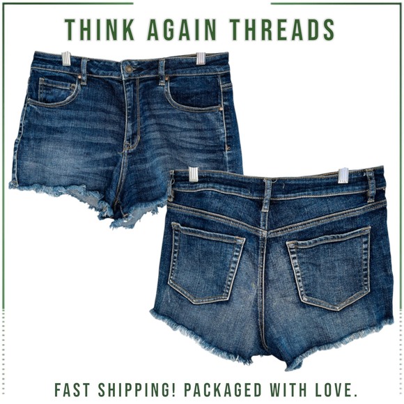 PacSun Denim Cutoff High Rise Jean Shorts Frayed Distressed Medium Wash Size 29 - Picture 1 of 10